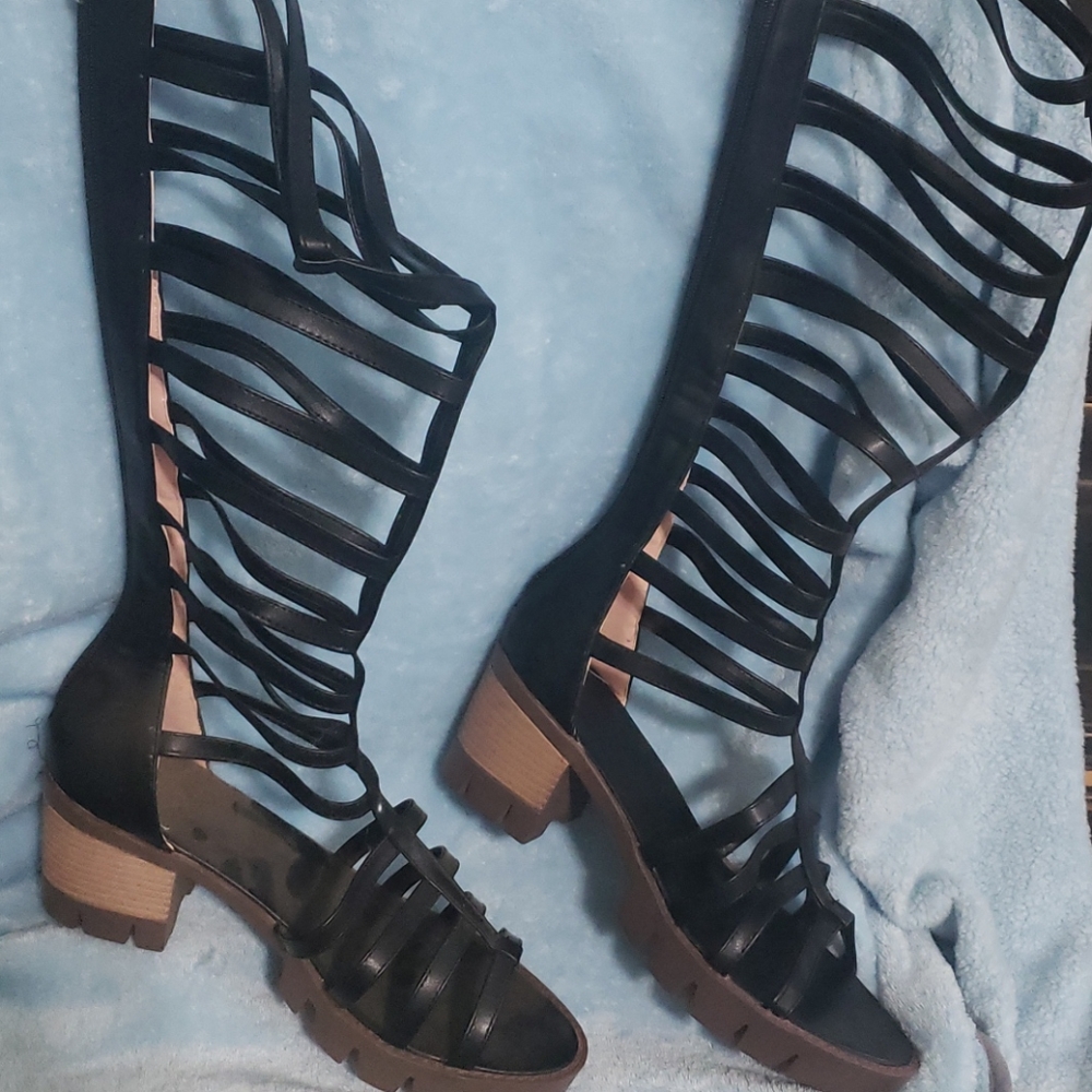 Black strappy gladiator sandals
